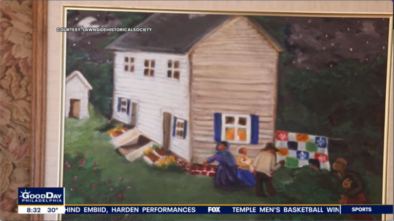 A screenshot of Peter Mott House artwork from Fox29 Good Day Philadelphia show